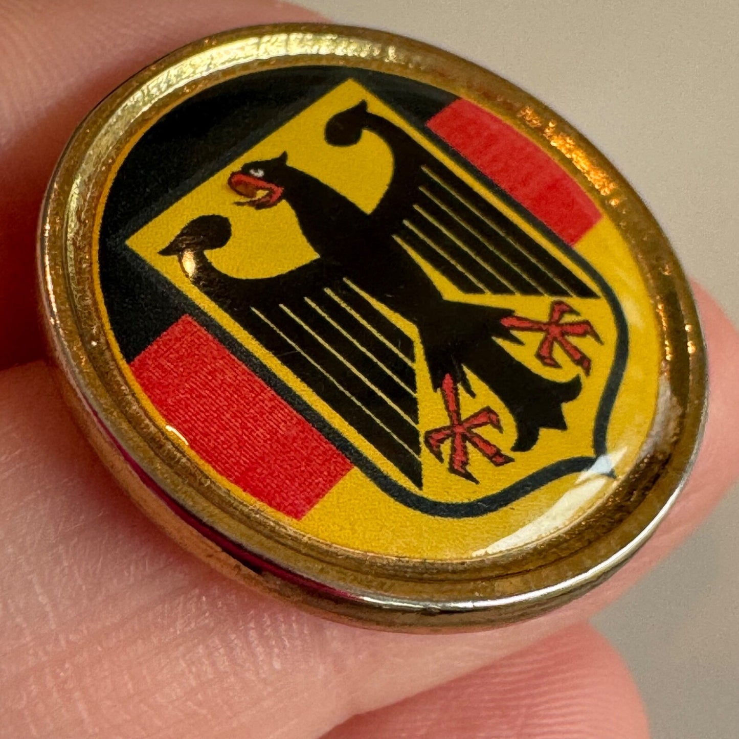 Germany Eagle Emblem Enamel Pin – Black, Red & Gold Shield