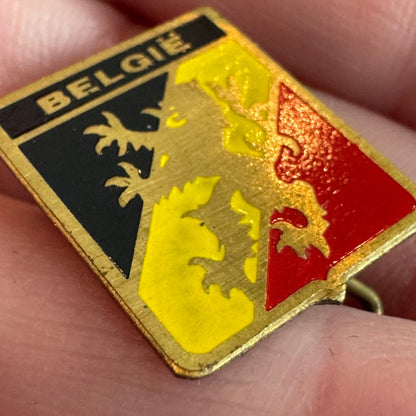Vintage Belgie Belgium Lion Rampant Flag Themed Tourist Souvenir Lapel Pin