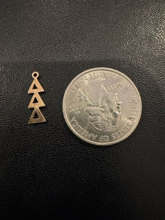 Vintage Tri Delta Gold Tone Pendant Charm Lavalier