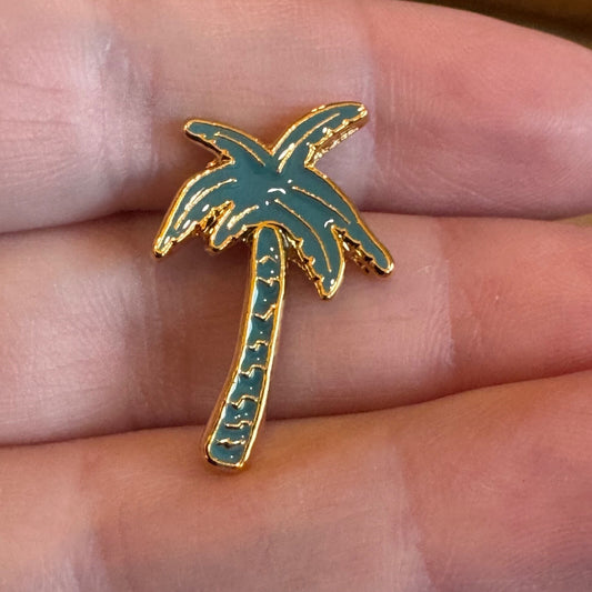 Slate Blue Enamel Palm Tree Lapel Pin