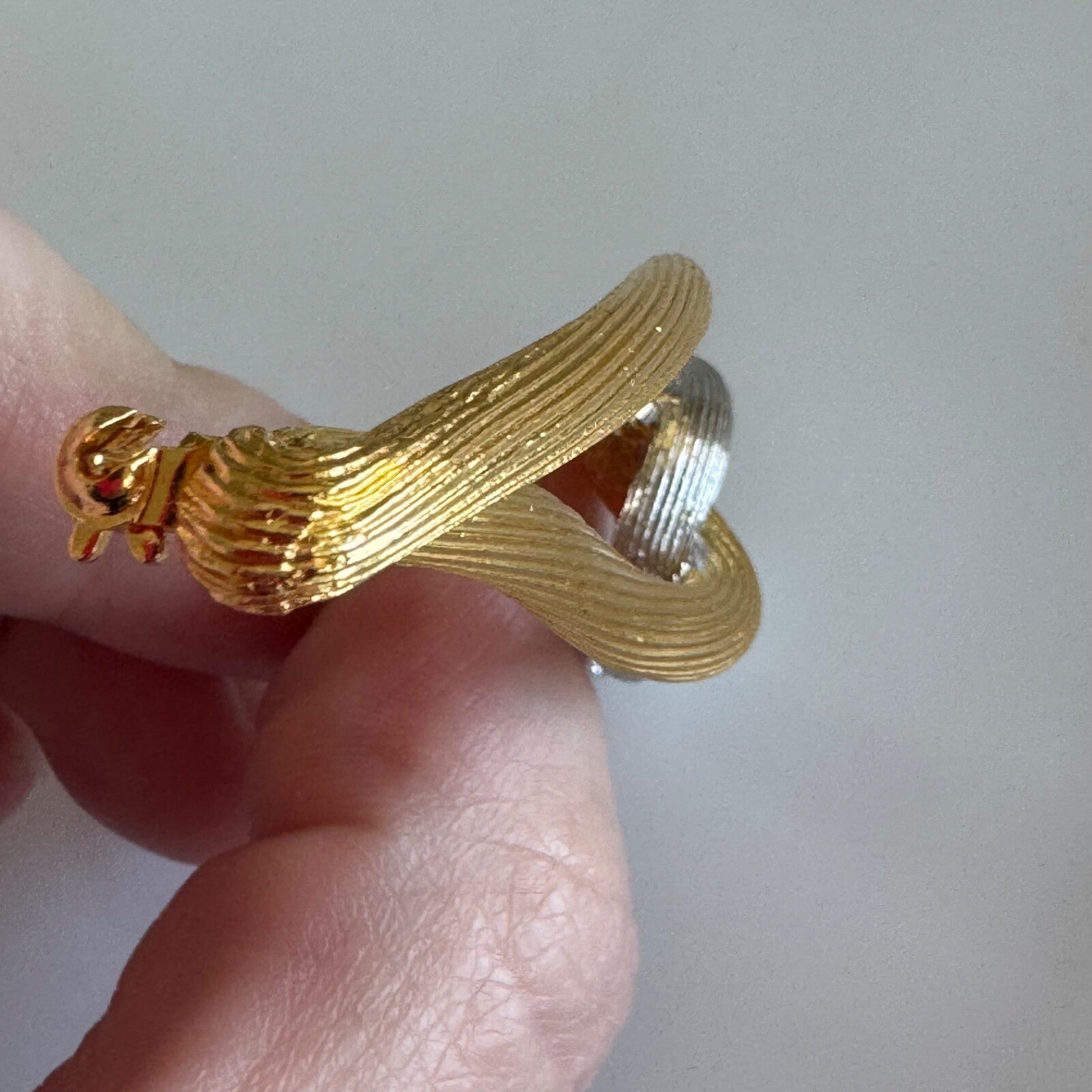 Burberrys Gold and Silver Tone Twisted Knot Brooch Mixed Metal Burberry