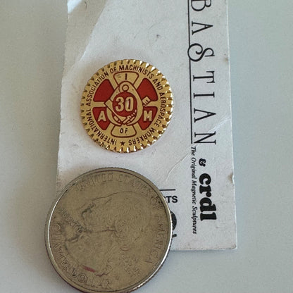 Vintage International Association of Machinists Union 30 Year Pin Tie Tack