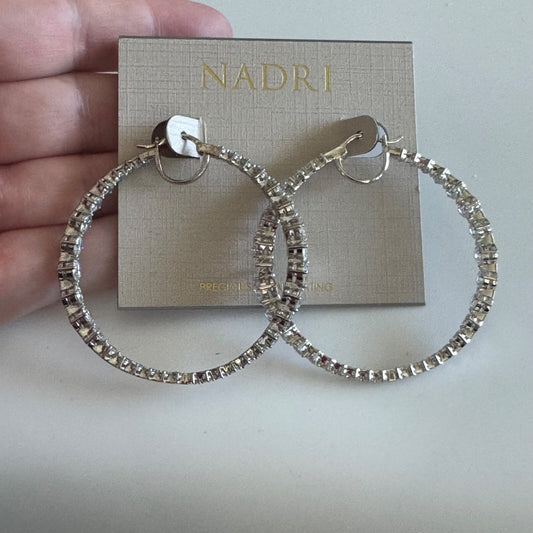 Nadri Leah Hoop Statement Earrings Silver Tone Crystal Beautiful! Retail $100