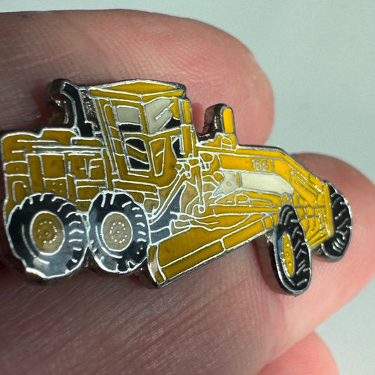 Vintage Yellow Caterpillar Cat Motor Grader Advertising Lapel Pin