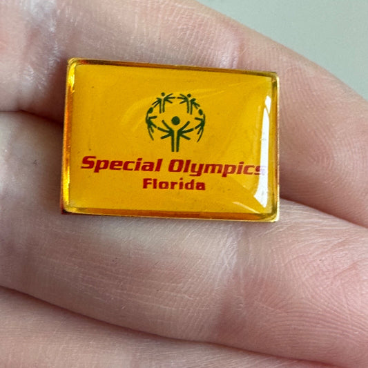 Vintage Special Olympics of Florida Yellow Enamel Lapel Pin 