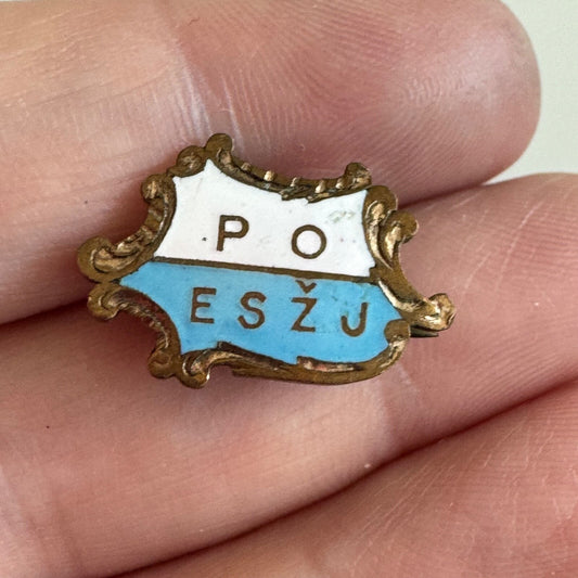 Antique PO ESZJ Lapel Pin Fraternal Political Poland? Czech?