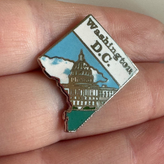 Washington DC Capitol Building Map Shape Enamel Souvenir Pin
