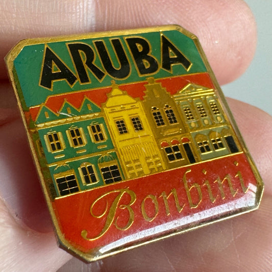 Aruba Bonbini Lapel Pin – Colorful Caribbean Row Houses Design