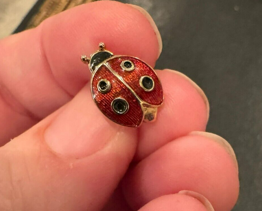 Vintage Avon Ladybug Shaped Enamel Scatter Pin Tie Tack