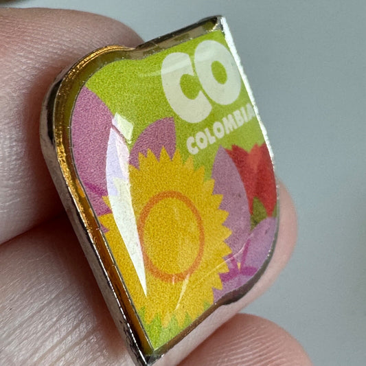 Colombia CO Pin – Sunflower Theme Colorful Travel Badge