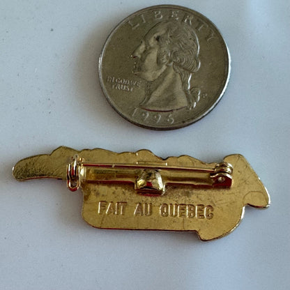 Vintage Bon Jour Quebec Canada Souvenir Tourist Lapel Pin Bonjour