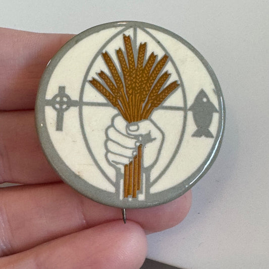 Christian Wheat & Fish Ministry Emblem Round Pin