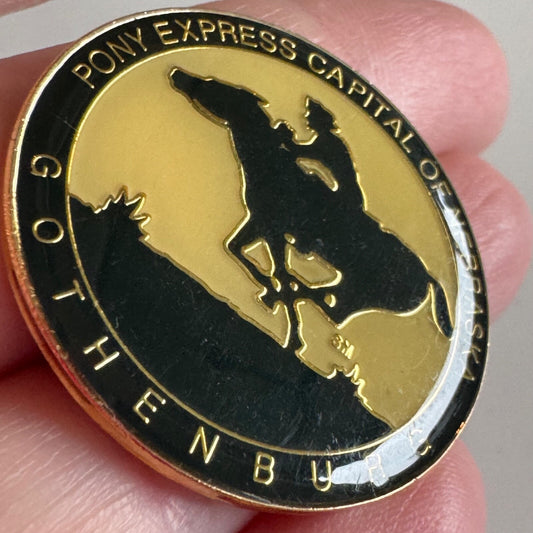 Vintage Gothenburg Pony Express Capital of Nebraska Souvenir Tourist Lapel Pin