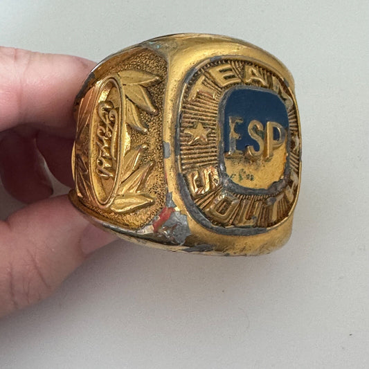 Vintage Oversized Ford Team South ESP Gold Ring Paperweight ? RARE As Is