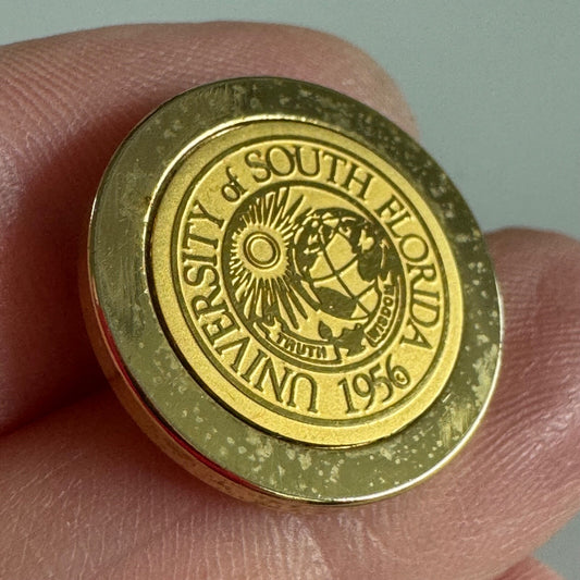 Vintage University of South Florida USF Lapel Pin Tie Tack Gold Tone