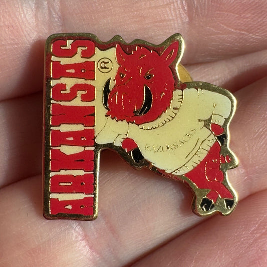 Vintage University of Arkansas Razorbacks Lapel Pin Leaning