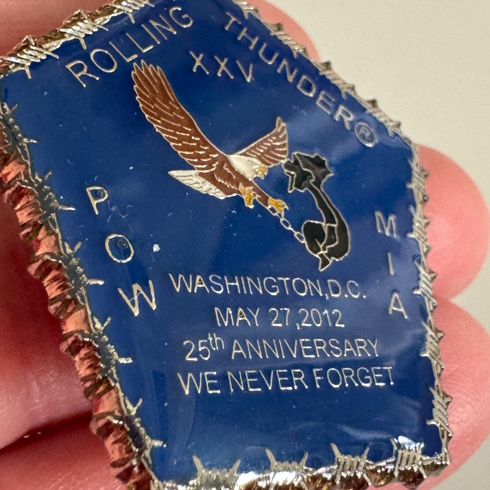 2012 Rolling Thunder XXV POW MIA Vietnam 25th Anniversary Lapel Pin Pentagon