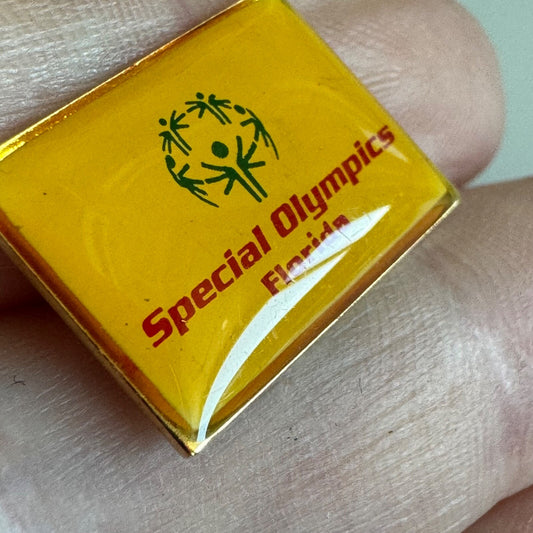 Vintage Special Olympics of Florida Yellow Enamel Lapel Pin 