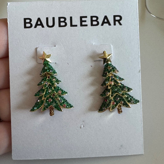 Baublebar Women's Gold Green Pine-ing For You Pavé Christmas Tree Drop Earrings