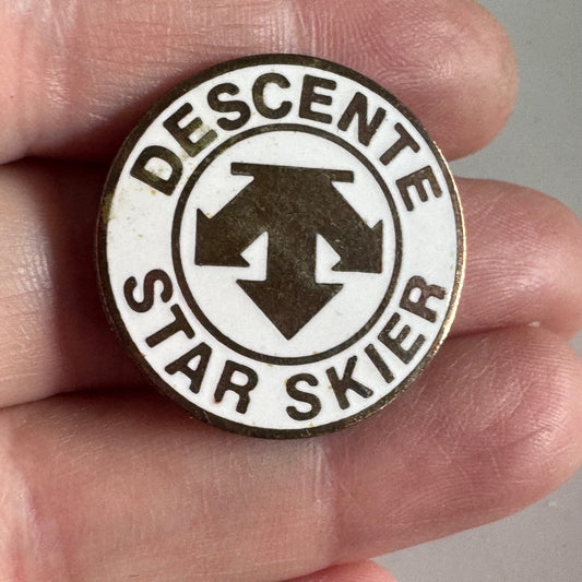 Vintage Descente Star Skier Lapel Pin White Ski Skiing Apparel