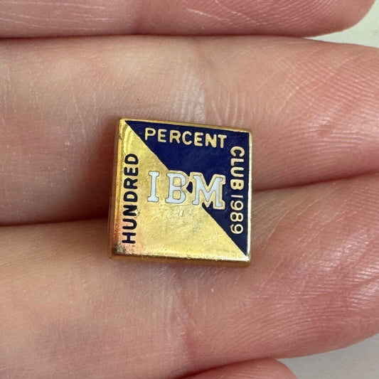 Vintage IBM 1989 Hundred Percent Club Lapel Pin 1/10 10k GF Employee Award