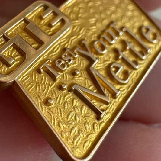 Vintage GTE Test Your Mettle Gold Filled Lapel Pin Tie Tack 1/5 10k GF