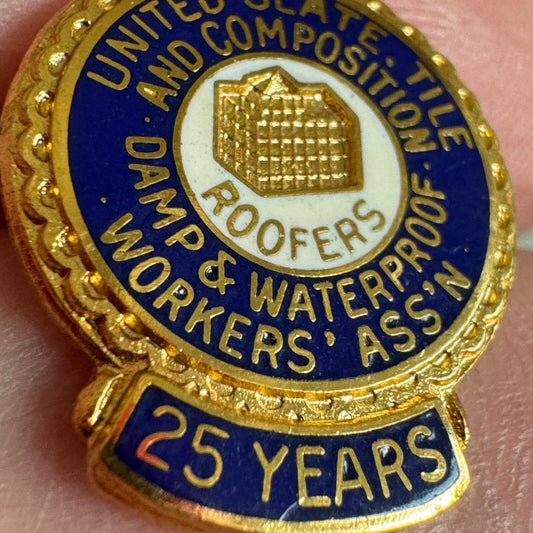 Vtg United Slate Title and Composition Damp & Waterproof Workers' Assn Union Pin