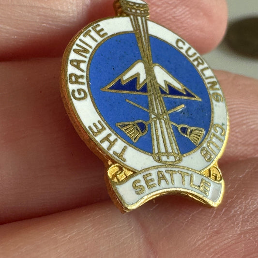Vintage The Granite Curling Club Seattle Washington Space Needle Lapel Pin