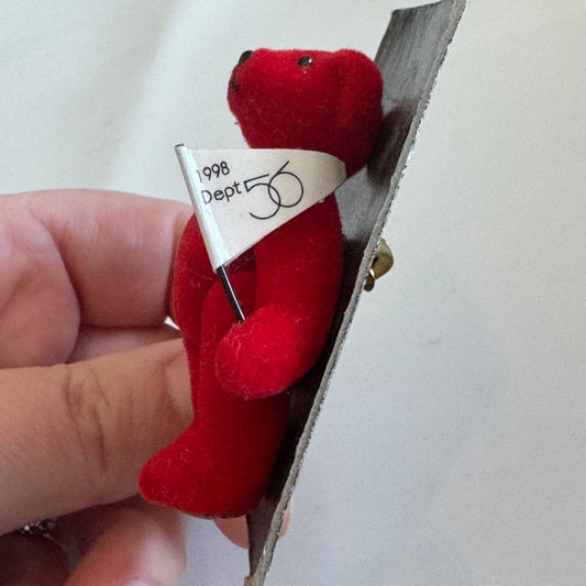 Department 56 Red Teddy Bear Brooch Lapel Pin 1998