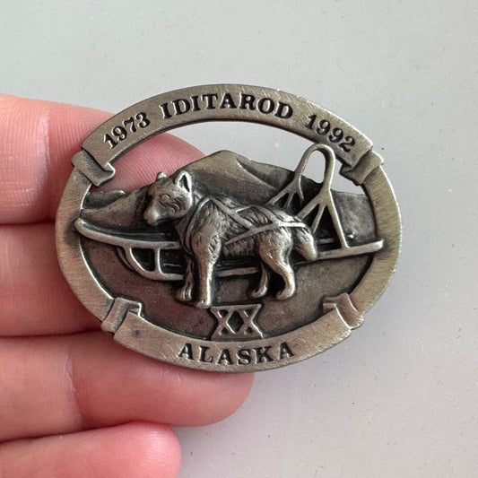 Vintage 1992 XX Iditarod Sled Dog Race Alaska Lapel Pin Britania Pewter