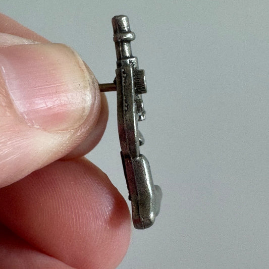 Vintage Clift Pewter Microscope Lapel Pin Tie Tack