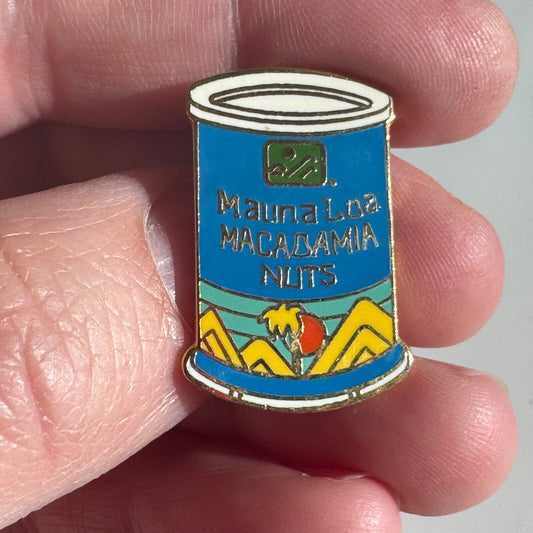 Vintage Mauna Loa Macadamia Nuts Enamel Lapel Pin Can Advertising