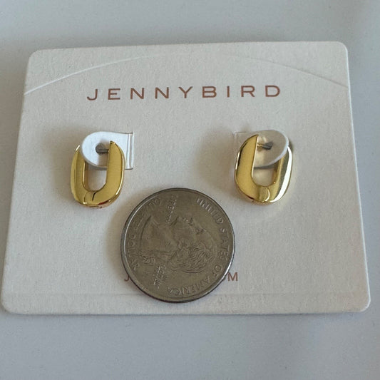 Jenny Bird Gold U Link Beveled Hoop Earrings New On Card Pierced