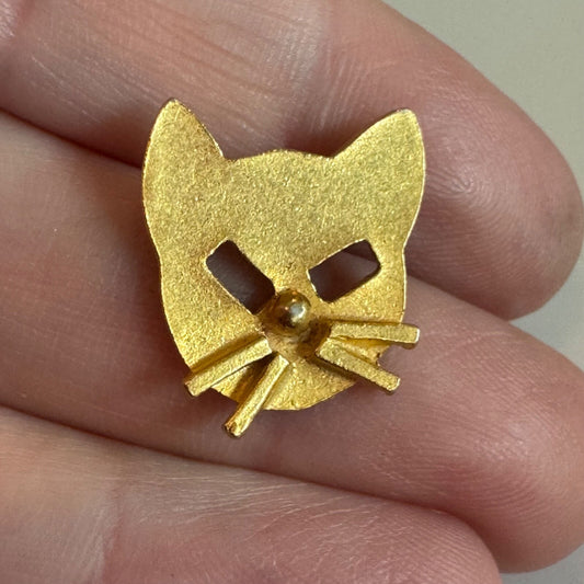 Vintage Cat Face Gold Tone Scatter Pin Tie Tack
