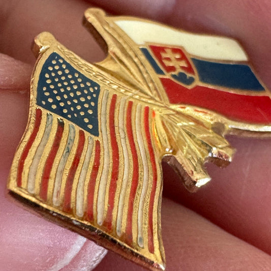 United States and Slovakia Friendship Flags Lapel Pin American USA