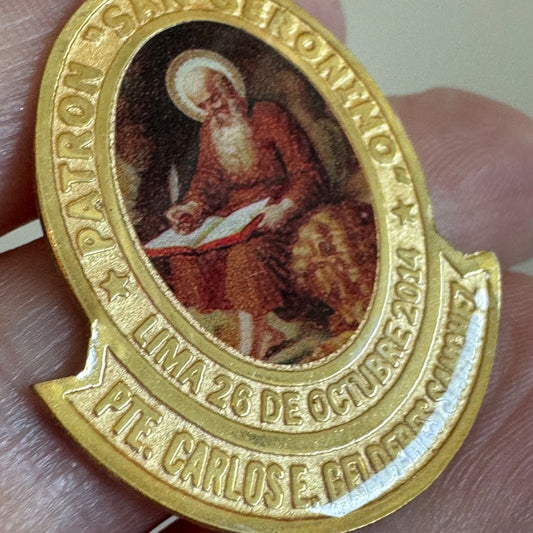 Patron San Geronimo October 2014 Commemorative Religious Pin Saint