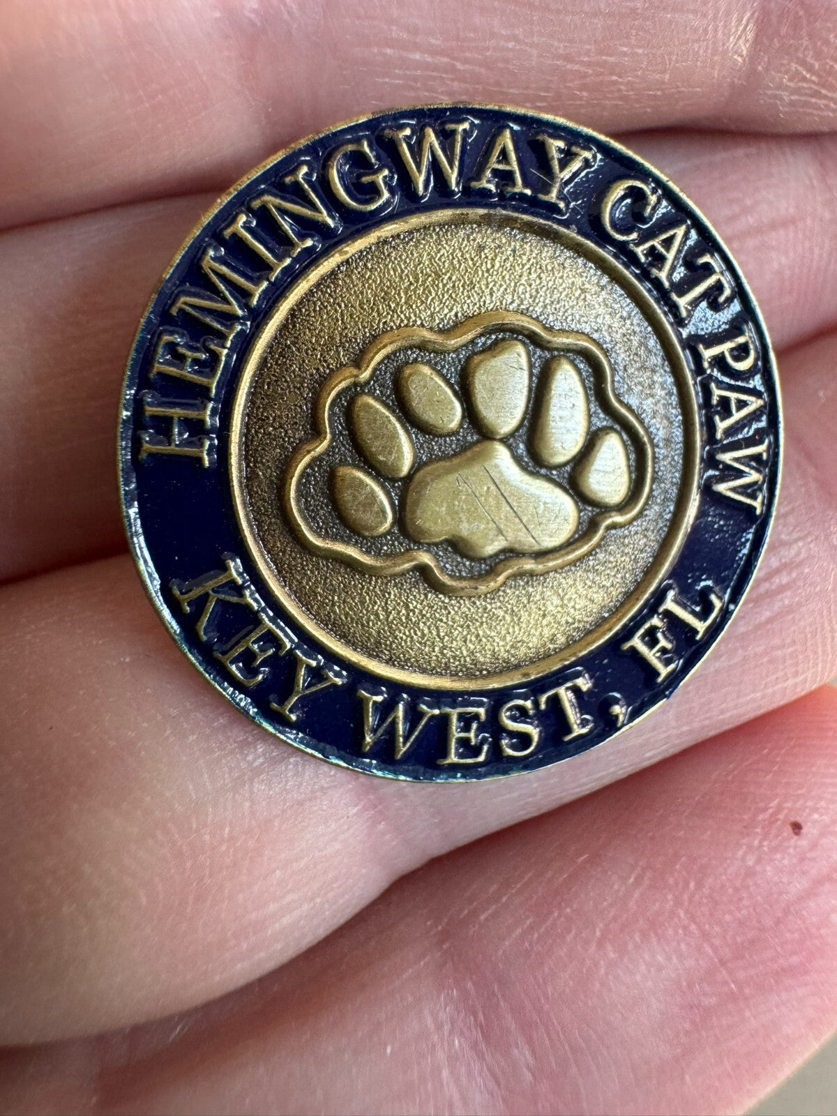 Hemingway Cat Paw Key West Florida Enamel Lapel Pin