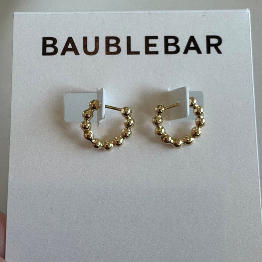 Bauble Bar Pisa Gold-Toned Huggy Hoop Earrings New On Card Pierced