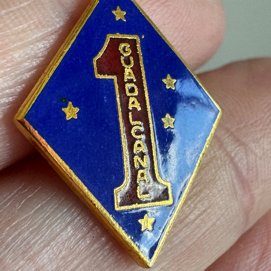 Vtg USMC First Division Guadalcanal Lapel Pin Enamel 1st Tie Tack