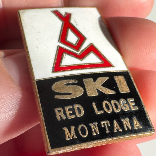 Vintage Ski Red Lodge Montana Enamel Lapel Pin