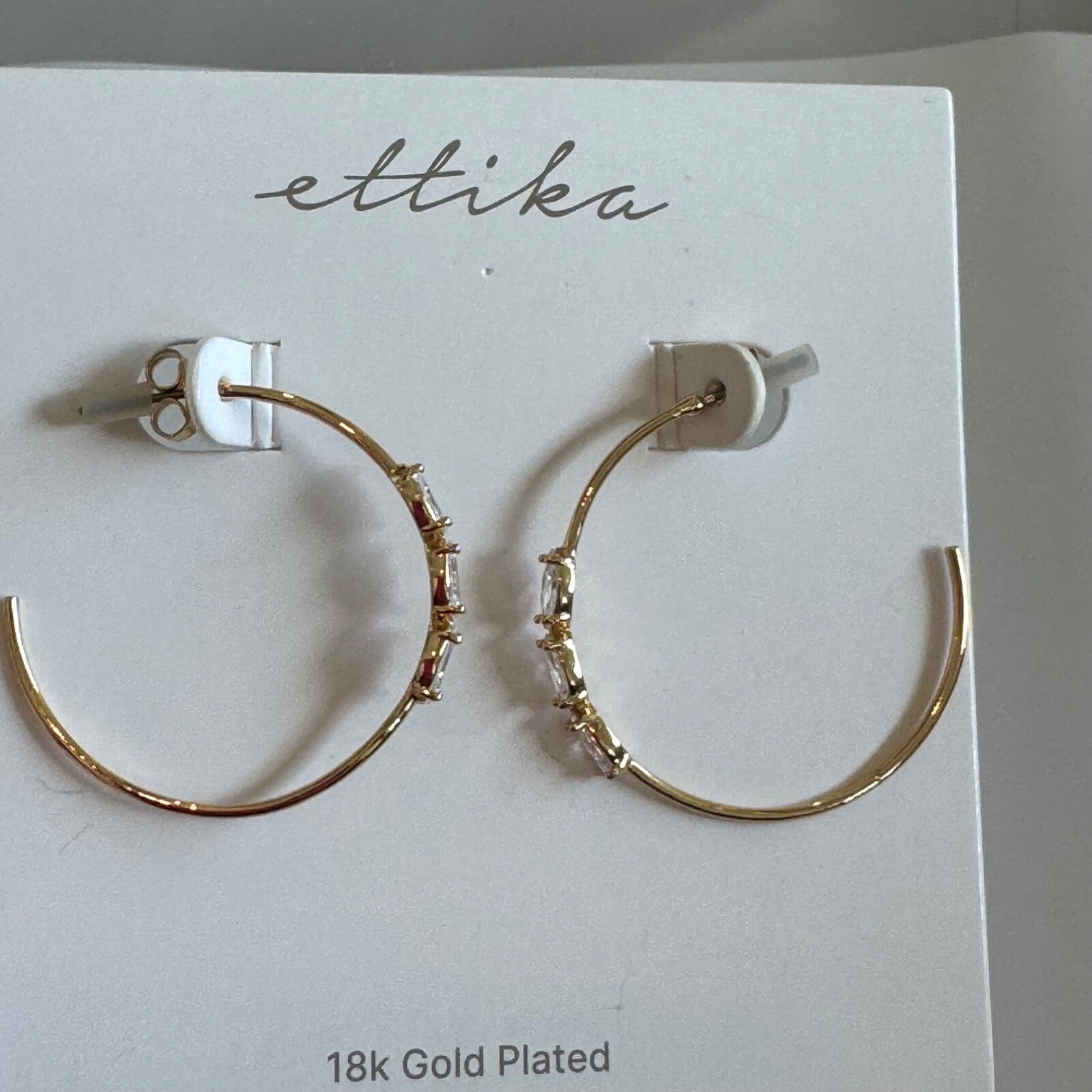 Etika Triple Marquise Cubic Zirconia Hoop Earrings New On Card Pierced $50