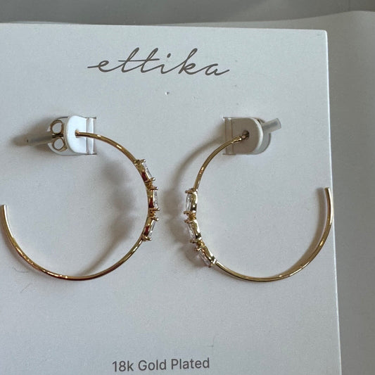 Etika Triple Marquise Cubic Zirconia Hoop Earrings New On Card Pierced $50