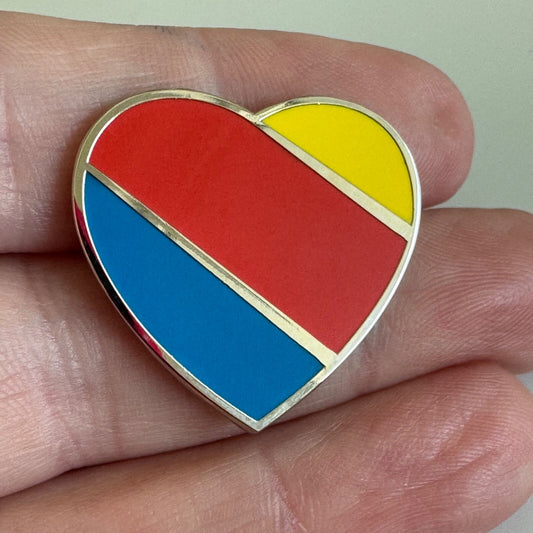Vintage Southwest Airlines Heart Logo Colors Lapel Pin