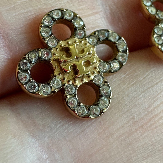Tory Burch Small Kira Pavé Clover Stud Earrings NWOT