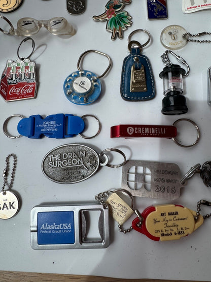 Lot of 45+ Vintage to Now Advertising Keychains Key Chains Bag Tags