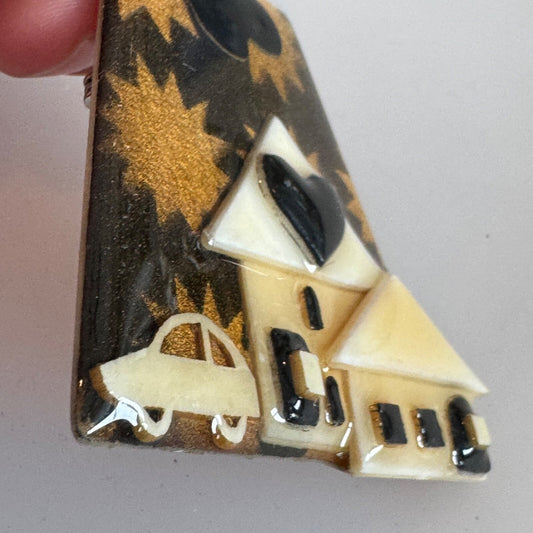 Vintage House Pins by Lucinda Car Heart Starburst Brooch Pin
