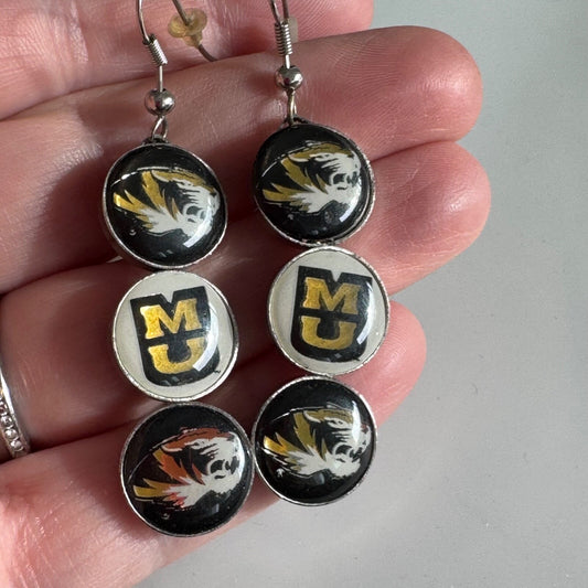 Vintage University of Missouri Mizzou Tigers Dangle Earrings