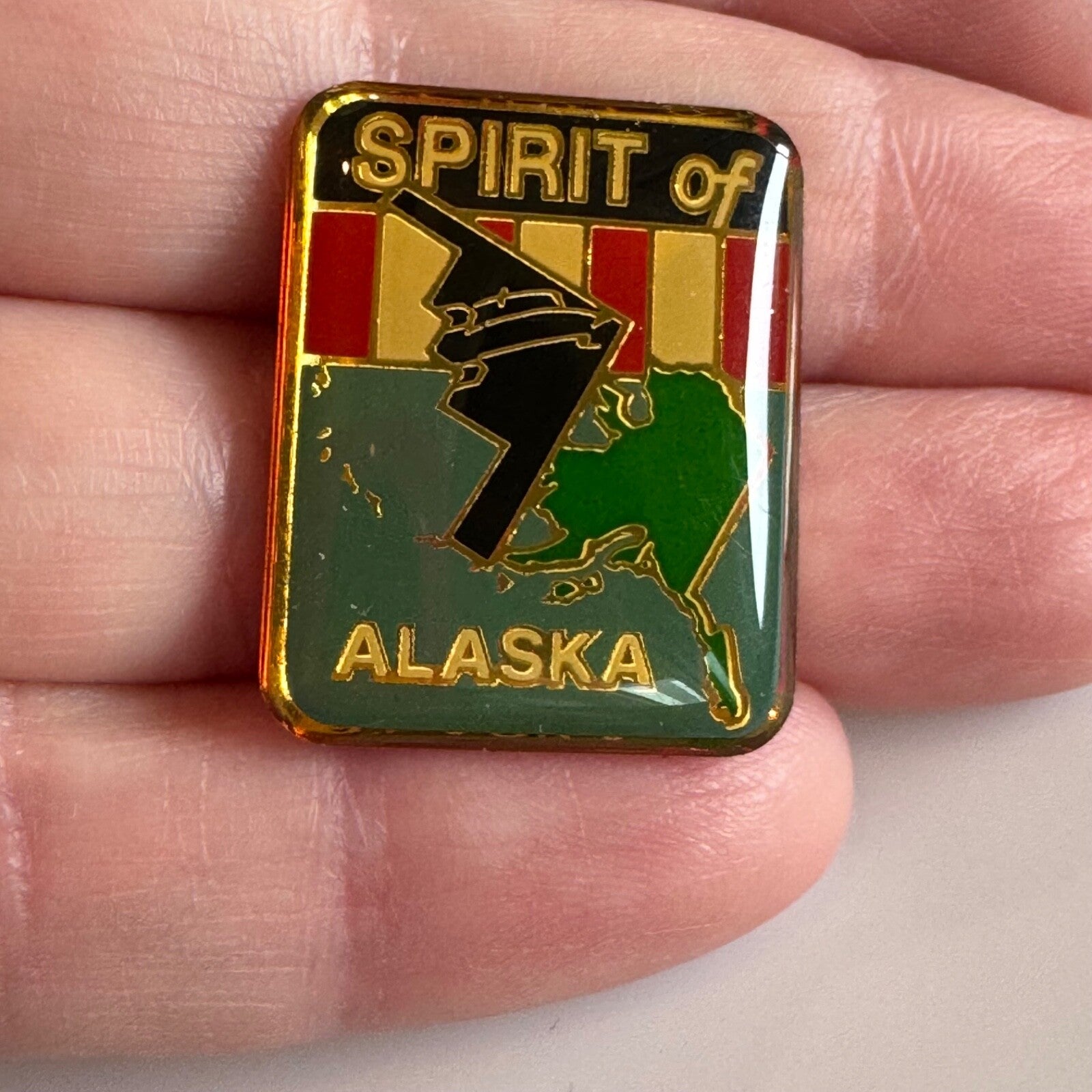 Vintage Spirit of Alaska Stealth Bomber Souvenir Tourist Lapel Pin