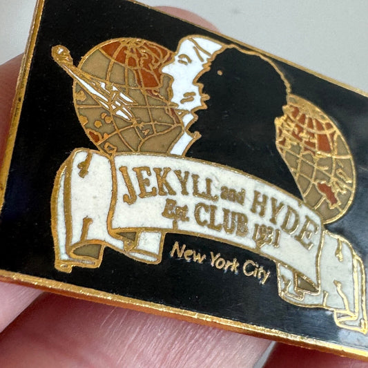 Vintage Jekyll and Hyde Club New York City Enamel Lapel Pin Globe Design