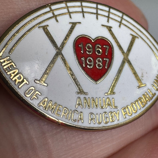 Vintage 1987 Heart of America Rugby Football Union 20 Years Pin